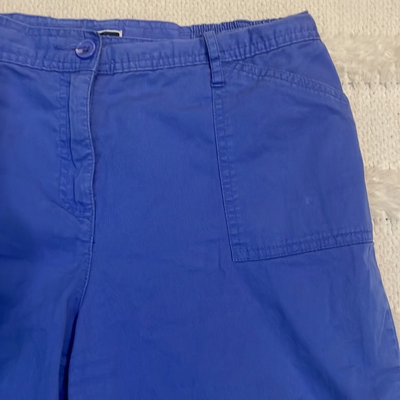 Karen Scott Bermuda shorts light blue pockets back elastic waist cotton size 10P - Picture 3 of 11